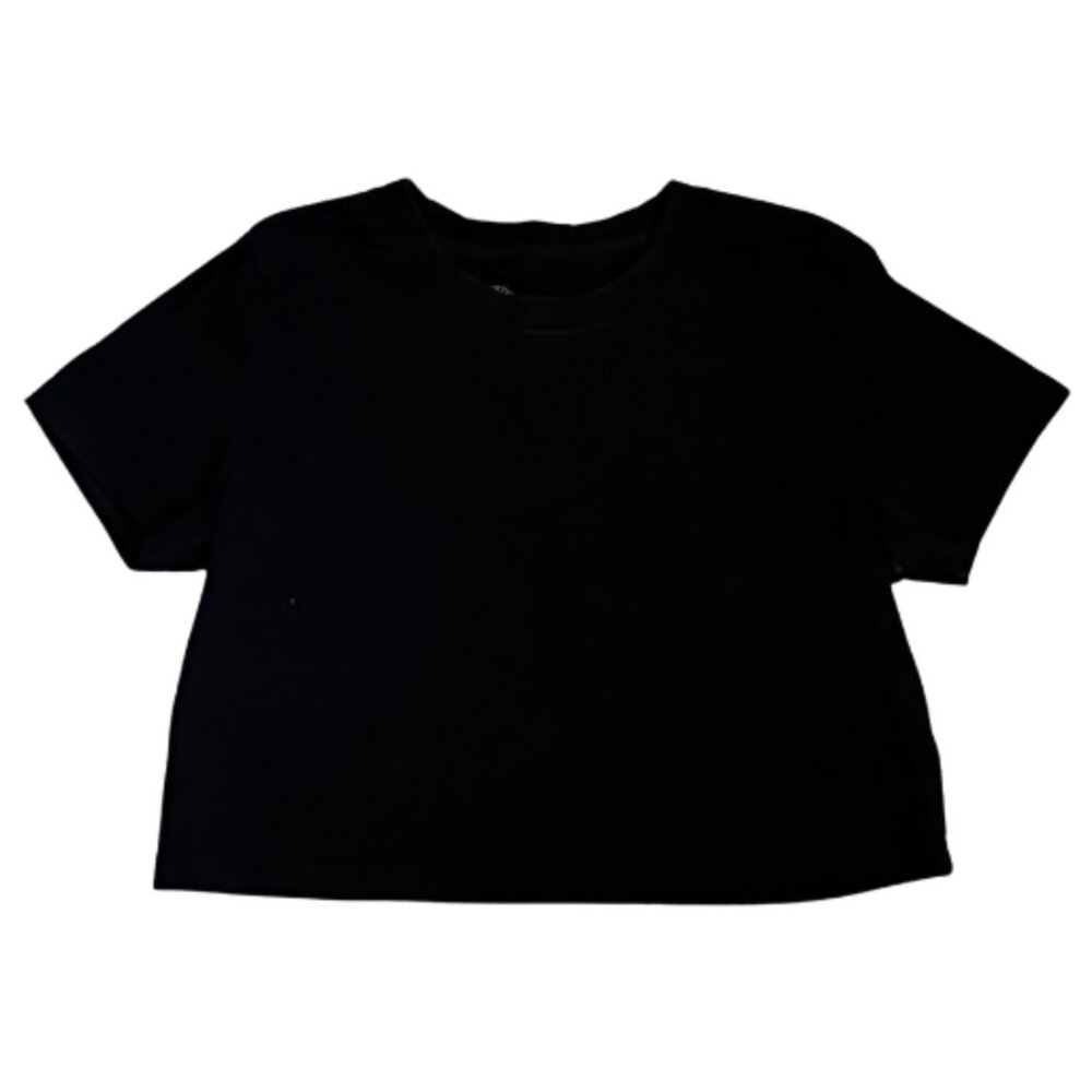 Urban Outfitters Crew Neck Cropped Black Jersey Shirt